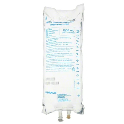 The Sodium Chloride 0.9% IV Fluid Drip is a sterile solution used to restore fluids and electrolytes, crucial for treating dehydration and maintaining electrolyte balance in medical settings.